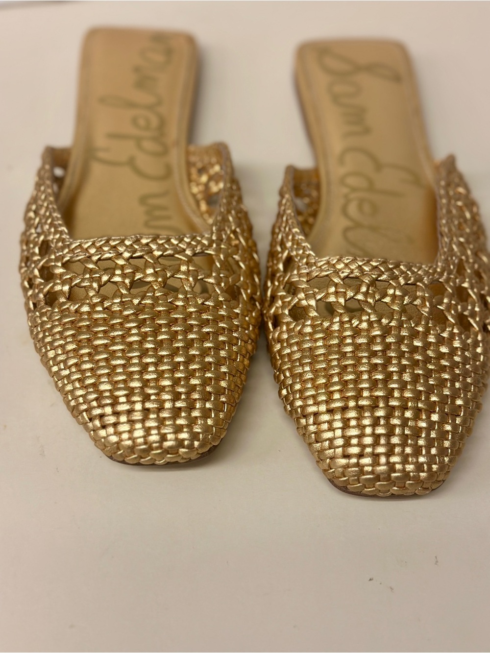 Sam Edelman Metallic Gold Woven Mules